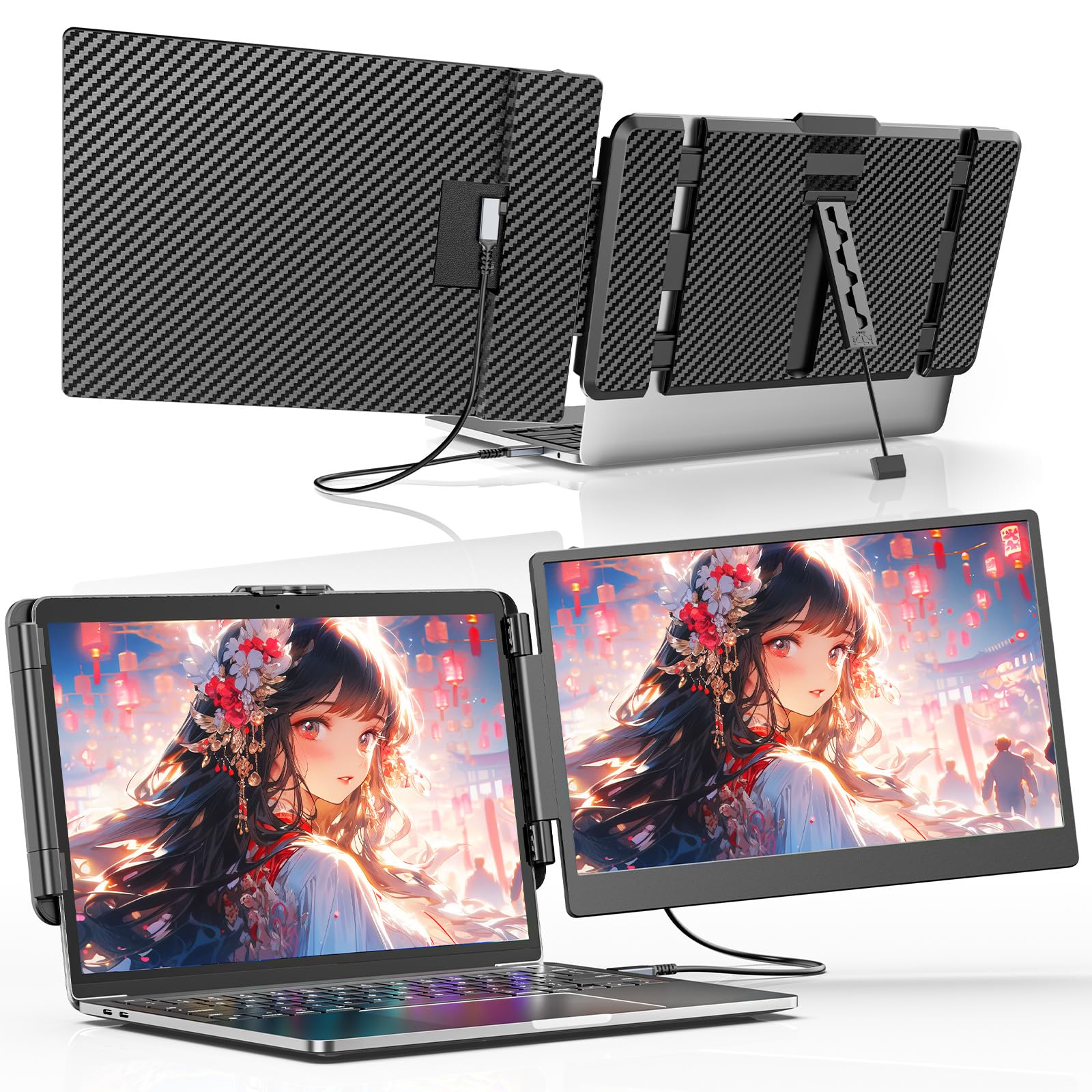 LAPTOMO デュアルディスプレイ ダブルモニター 14.1インチ 1080P Amazon.co.jp: Laptomo S3 ノートパソコン デュアルモニター14